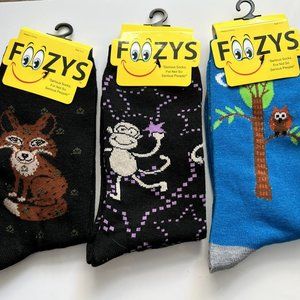 Exquisite Foozys Novelty Socks - Featuring Monkey, Owl, Turtle, Fox, Dog